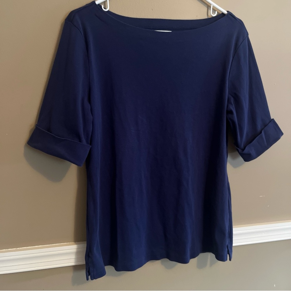 Rebecca Malone Navy Boatneck Short Sleeve Top
